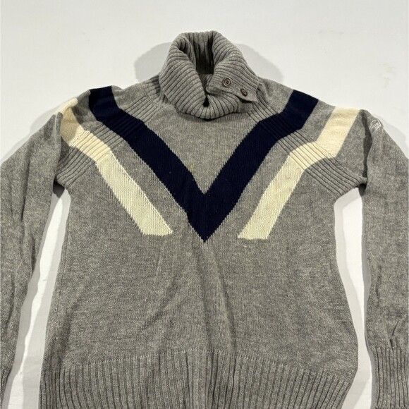 Alps & Meters Wool Cashmere Gray Ski Race Knit Olympic Stripe Sweater  L STAINS - Picture 2 of 12